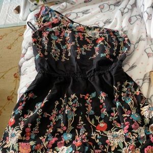 One shoulder floral romper